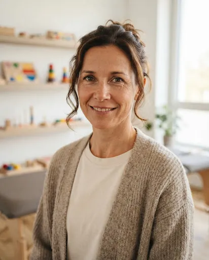 Porträt einer Beispielperson (KI-generiert) im Therapieraum