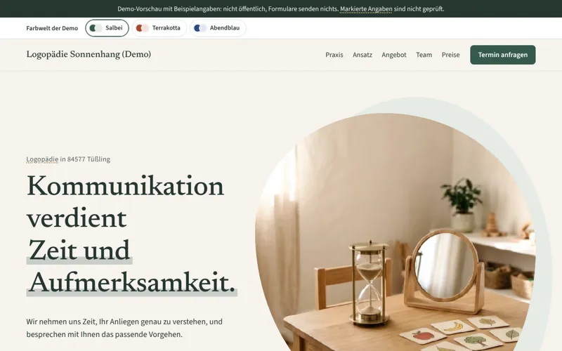 Startseite von Logopädie Sonnenhang (Beispiel)